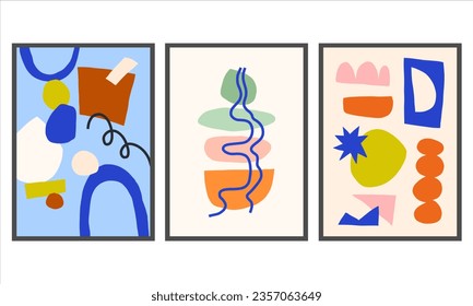 Cutout style vector posters. Modern abstract wall art prints