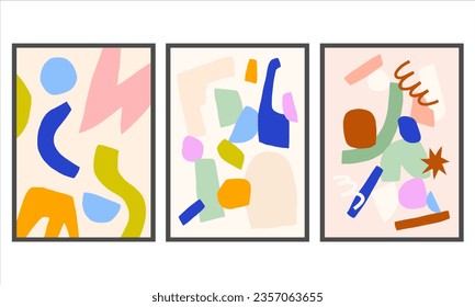 Afiches vectoriales de corte. Huellas de arte coloridas de moda