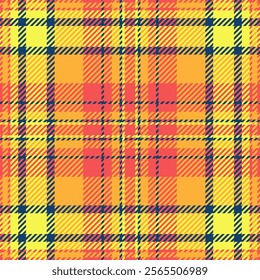 Cutout textile seamless texture, part tartan fabric pattern. Trend background plaid check vector in red and amber colors palette.
