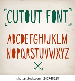 Cutout vector ABC letters on old paper background. Nice font for your design. 