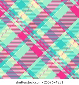 Cutout vector texture background, wide plaid pattern seamless. Tape tartan textile check fabric in mint and pink colors palette.
