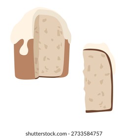 Versiones recortadas de pasteles de Pascua, mostrando la textura de la masa. Estilo lindo, minimalista, cálida paleta de colores pastel. Aislado en un fondo blanco. Adecuado para diseños temáticos.