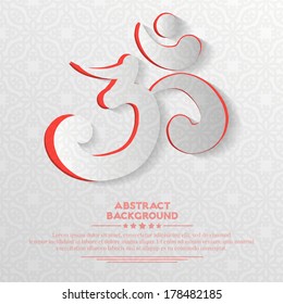 Cutout White Paper OM Greeting Card. Abstract 3D Vector Background For Design