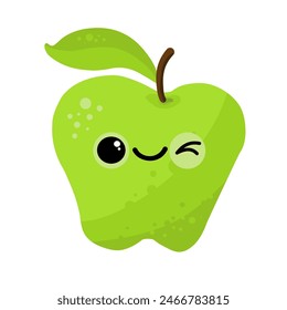 cutr  apple kawaii	 -vector illustration