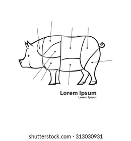 cuts of beef, butcher cuts scheme, simple illustration, for menu, steak house