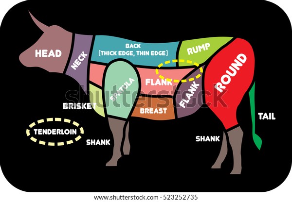 牛肉のベクターイラストのカット 肉屋のポスター肉屋図 牛 のベクター画像素材 ロイヤリティフリー