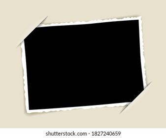 Cuts in the paper for attaching a photo template. Vector illustration