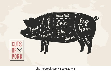 Cuts Pork Meat Cuts Butcher Diagram Stock Vector (Royalty Free ...