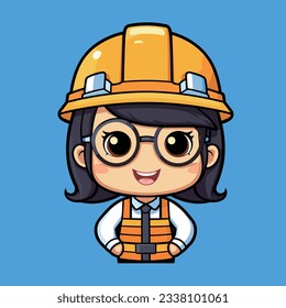 Cutt Engineer girl in blue background illustration