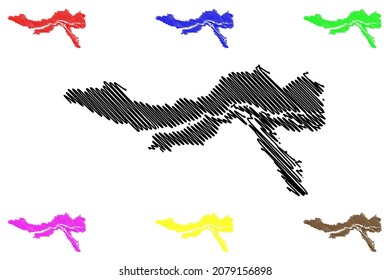 Cuttack district (Odisha State, Republic of India) map vector illustration, scribble sketch Cuttack map