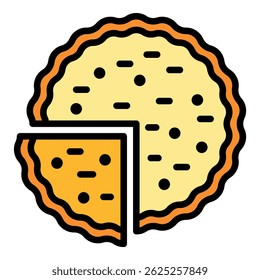 Cutted apple pie icon. Outline cutted apple pie vector icon color flat isolated