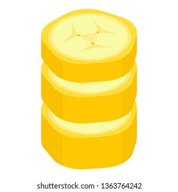 Cutted banana icon. Isometric of cutted banana vector icon for web design isolated on white background