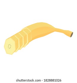 Cutted Banana Icon. Isometrisch aus geschnitten BananenVektorsymbol für Webdesign einzeln auf weißem Hintergrund