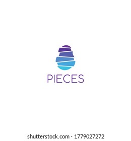 Cutted Blue Pieces Slice logo design template