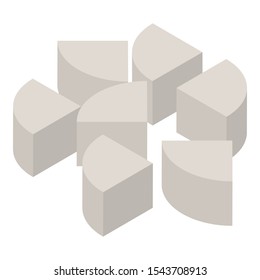 Cutted cassava icon. Isometric of cutted cassava vector icon for web design isolated on white background