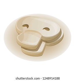 Cutted champignon icon. Cartoon of cutted champignon vector icon for web design isolated on white background