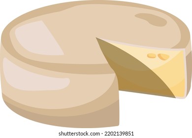 Cutted cheese wheel icon. Cartoon hard head