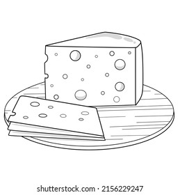 Cutted cheese. Whole and slice. Tasty dairy product