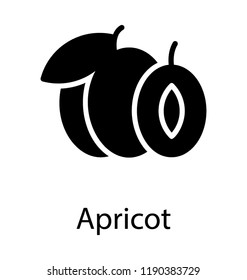 Cutted fruit from center and seed inside is apricot 