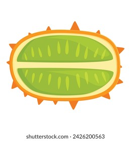Cutted half kiwano icon cartoon vector. Eco dessert. Orange plant