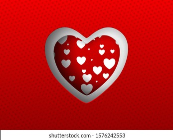 Cutted heart shape with shadow from paper background.