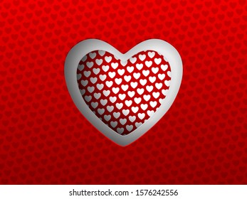 Cutted heart shape with shadow from paper background.