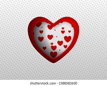 Cutted heart shape with shadow from paper background.