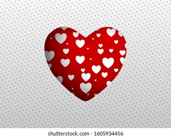 Cutted heart shape with shadow from paper background.