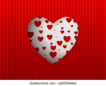 Cutted heart shape with shadow from paper background.