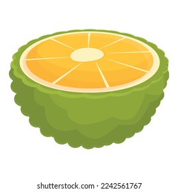 Vector de dibujos animados con icono de jackfruit recortado. Frutos de verano. Tropical verde