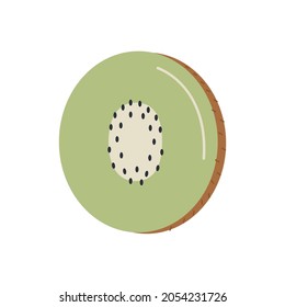 Cutted Kiwi berry fruit . Slice of tropical kiwifruit. Simple colored doodle icon. Vector illustration.