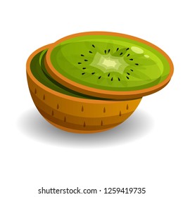 Cutted kiwi icon. Cartoon of cutted kiwi vector icon for web design isolated on white background