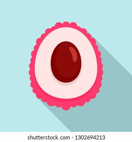 Cutted lychees icon. Flat illustration of cutted lychees vector icon for web design