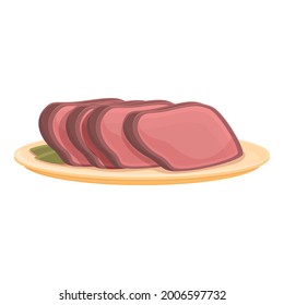 Vector de dibujos animados de icono de corte de trozos de carne. Corta comida cruda. Carne de carne de ternera