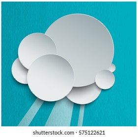 Cutted paper cloud in the sky. Vector illustration