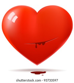 Cutted red glossy heart