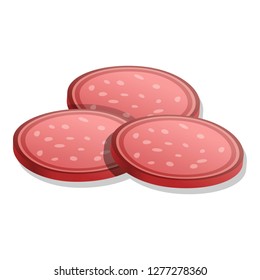 Cutted sausage icon. Cartoon of cutted sausage vector icon for web design isolated on white background
