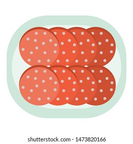 Cutted sausage icon. Flat illustration of cutted sausage vector icon for web design