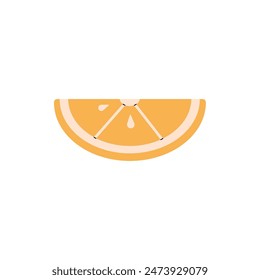 Cutted slice of fresh lemon with seeds. Piece of tropical citrus. Segment of sour exotic fruit. Natural organic food, eating with yellow peel. Flat isolated vector illustration on white background