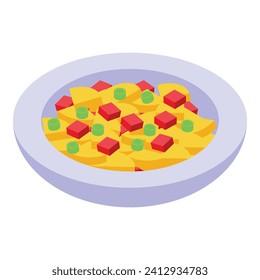 Cutted slices kiwano icon isometric vector. Green vitamin seed. Tropical slice