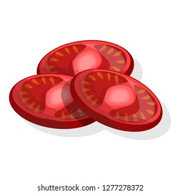Cutted tomato icon. Cartoon of cutted tomato vector icon for web design isolated on white background