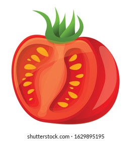 Cutted tomato icon. Cartoon of cutted tomato vector icon for web design isolated on white background