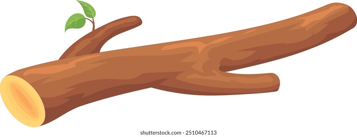 Cutted tree branch. Timber wood cartoon icon isolated on white background