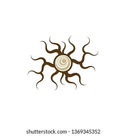 cutted tree with roots logo icon symbol 