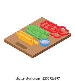 Cutted vegetables icon isometric vector. Summer park. Food picnic