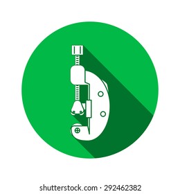 Cutter, clamp icon. Repair, fix, building, connection, clip tool symbol. Round circle flat icon with long shadow. Flat design. Vector