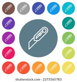 Cortar iconos blancos planos en fondos de color redondo. Se incluyen 17 variaciones de color de fondo.