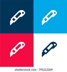 Cutter four color material and minimal icon logo set in red and blue