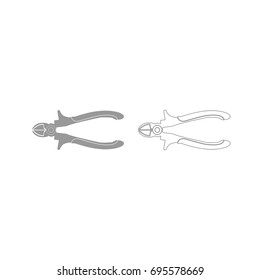 Cutter grey set icon .