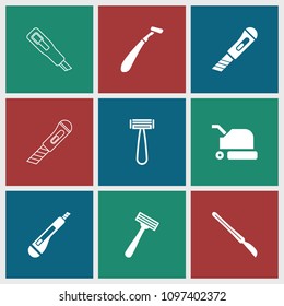 Cutter icon. collection of 9 cutter filled and outline icons such as razor, scalpel. editable cutter icons for web and mobile.